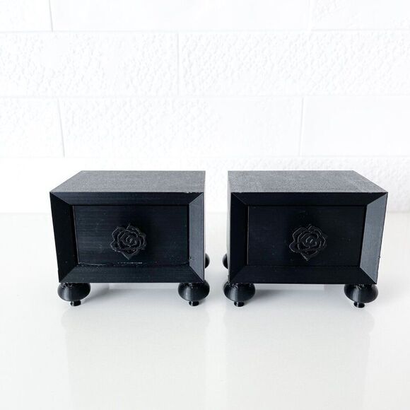 Miniature Barbie Nightstands (Set of 2) Black Dollhouse Furniture - Picture 2 of 6